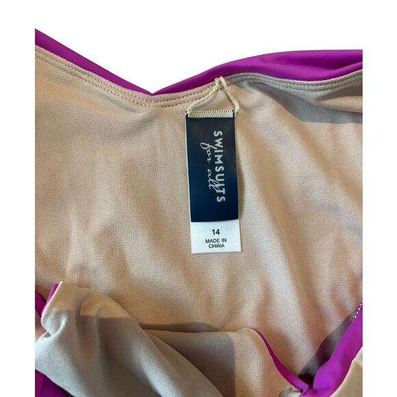 SWIMSUITS FOR ALL CHEEKY BIKINI BOTTOM BEACH ROSE SIZE 14 NWOT - Picture 4 of 5